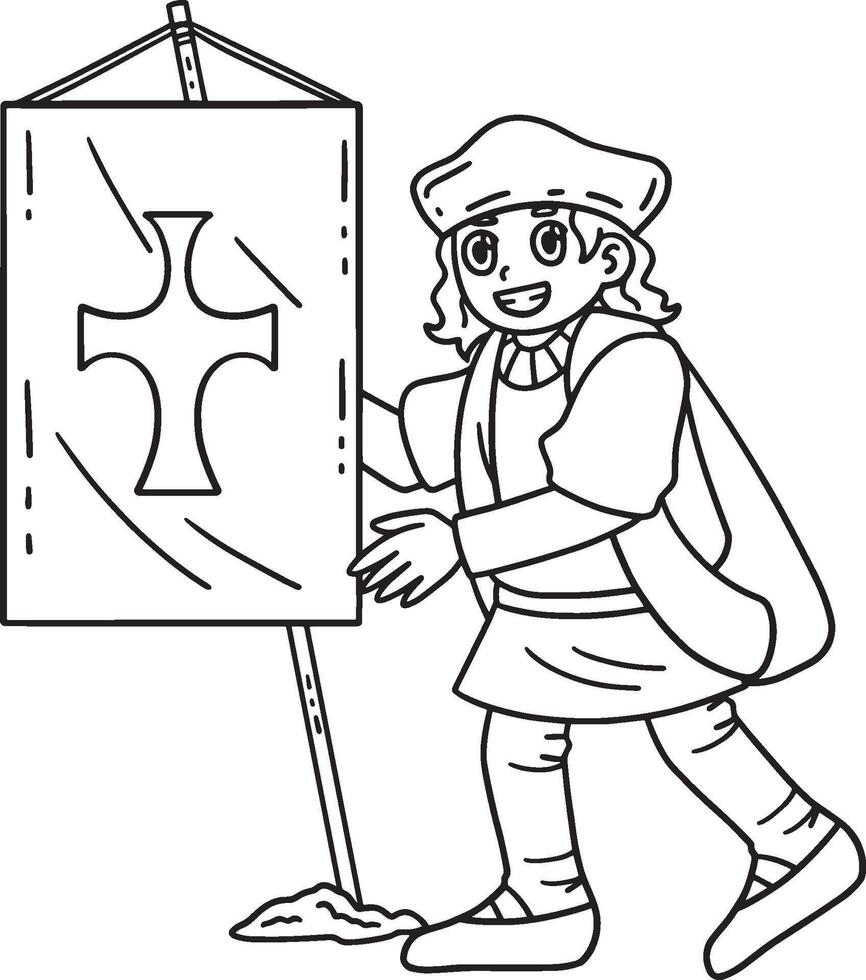 Columbus Day Explorer Planting a Flag Isolated vector