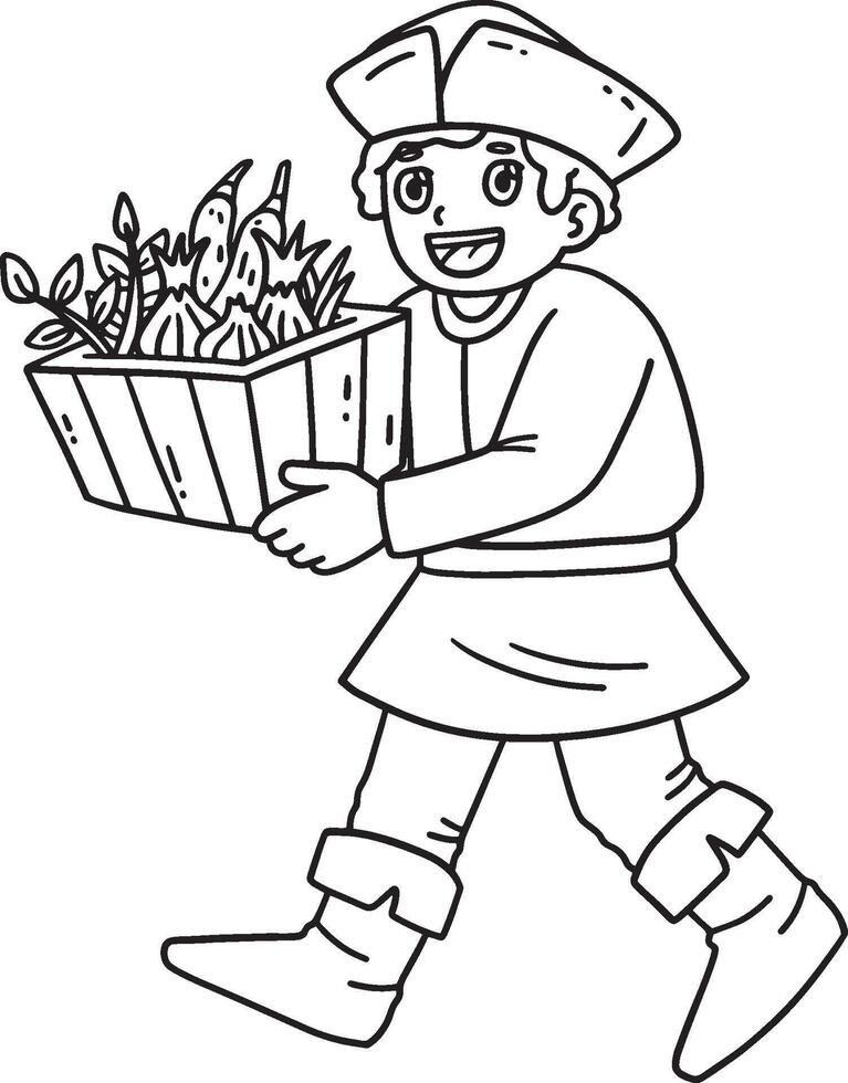 Columbus Day Explorer with Box of Spices Isolated vector