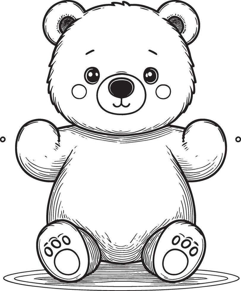 Kawaii bear, cartoon characters, cute lines and colorful coloring pages. vector