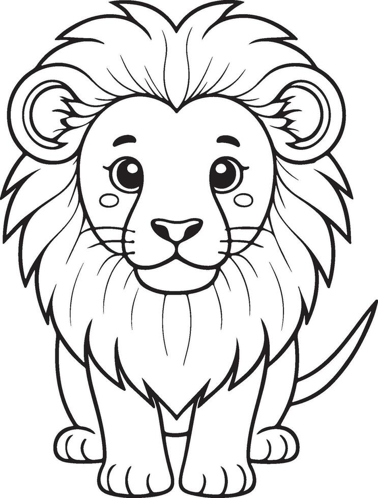 A lion is sitting on a white background vector