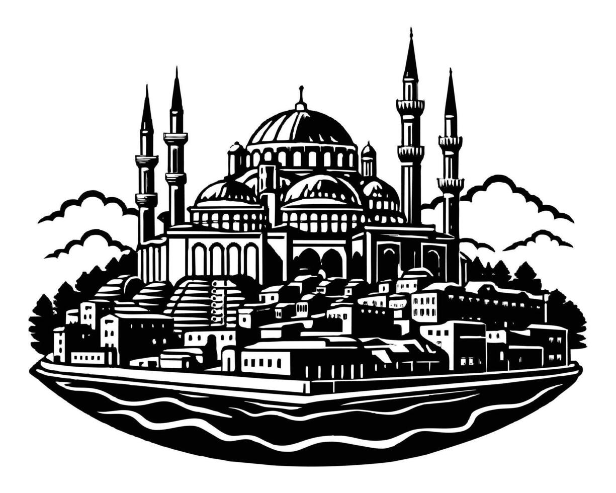 Silhouette of mosque vector