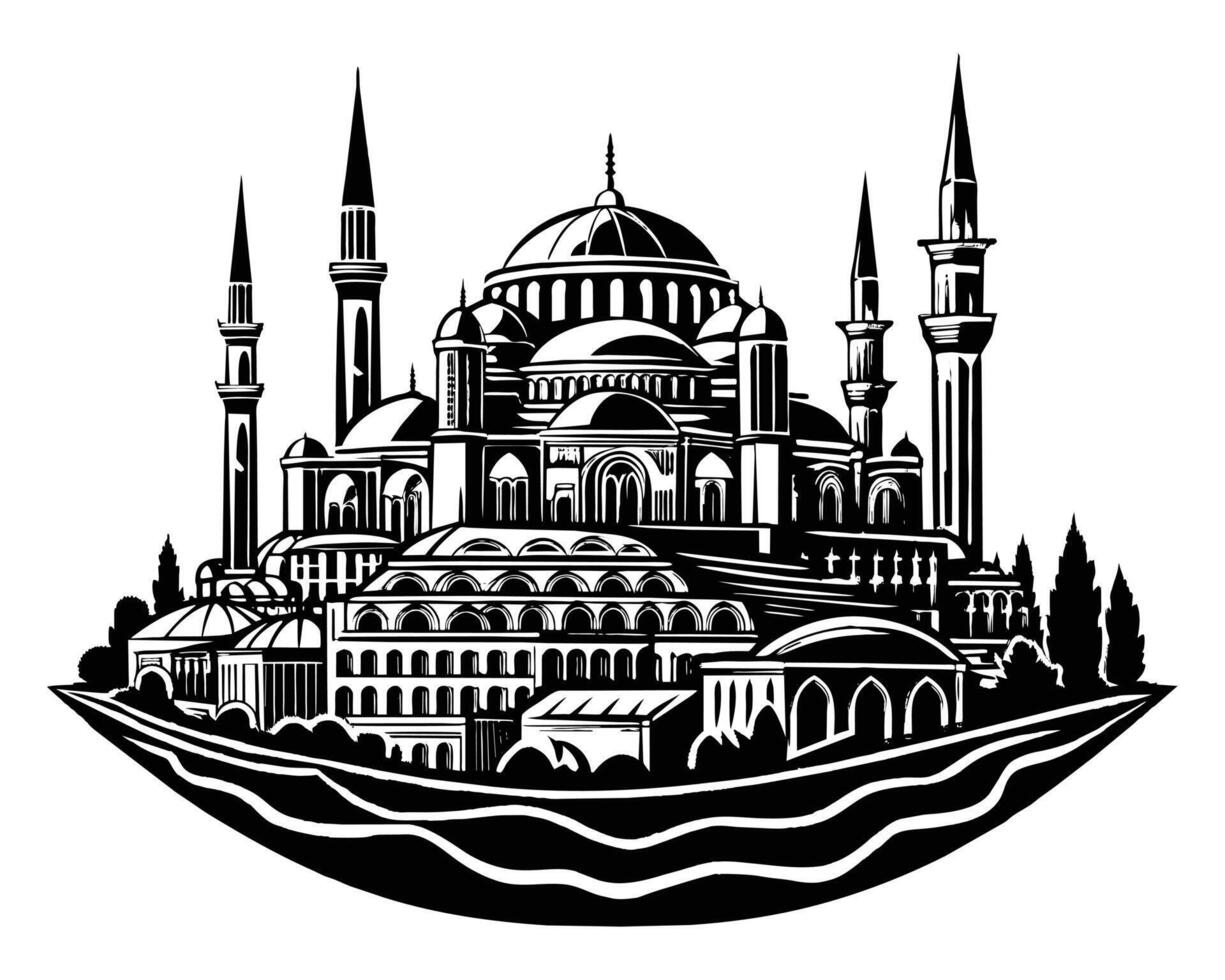 Silhouette of mosque vector