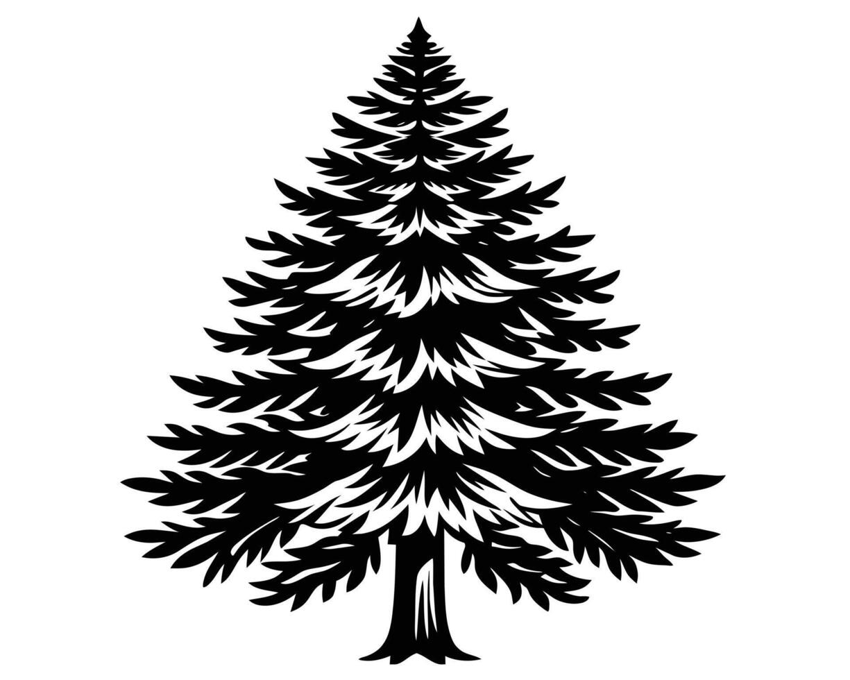 Fir Tree Woodcut stock vector