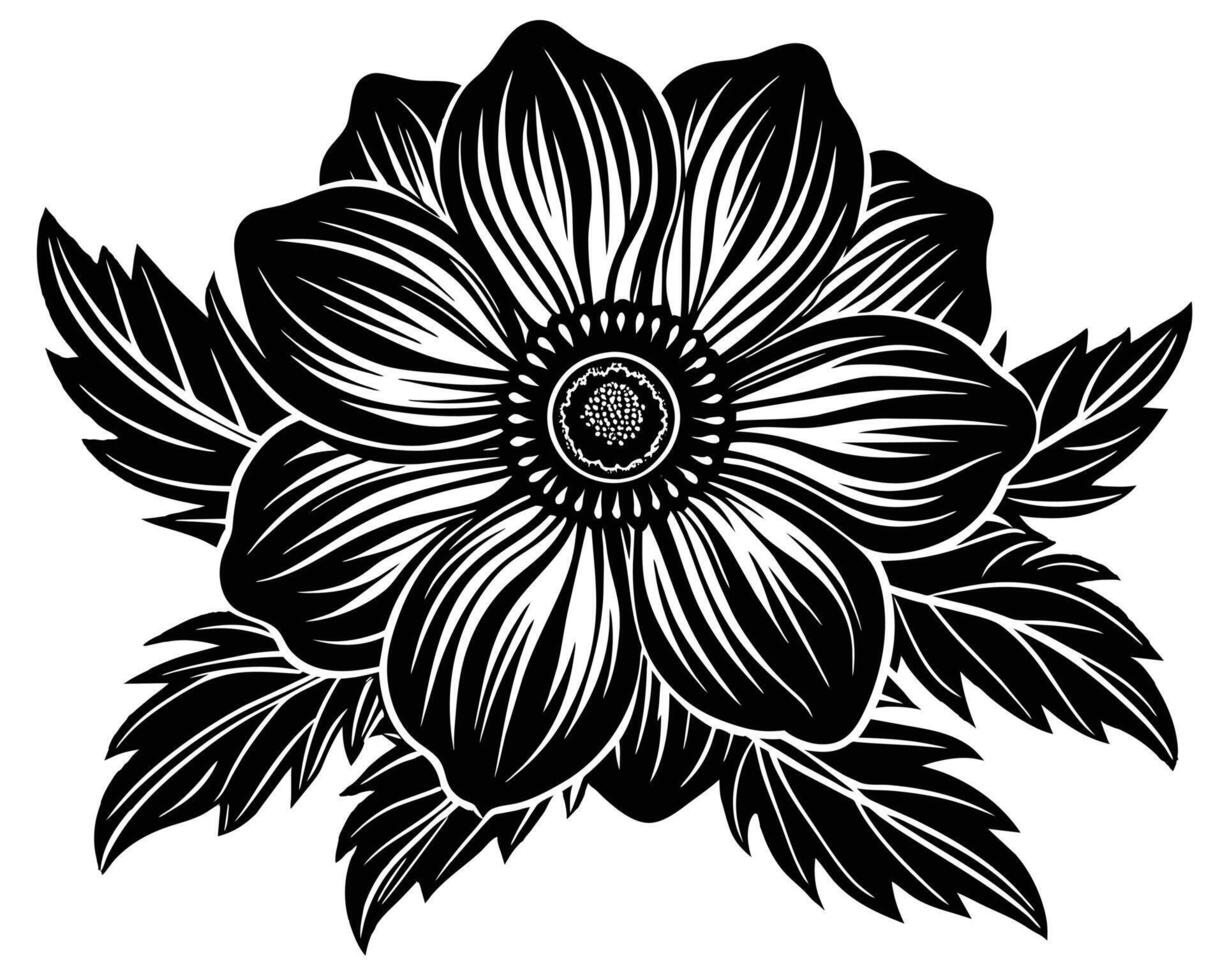 Black and white flower vector