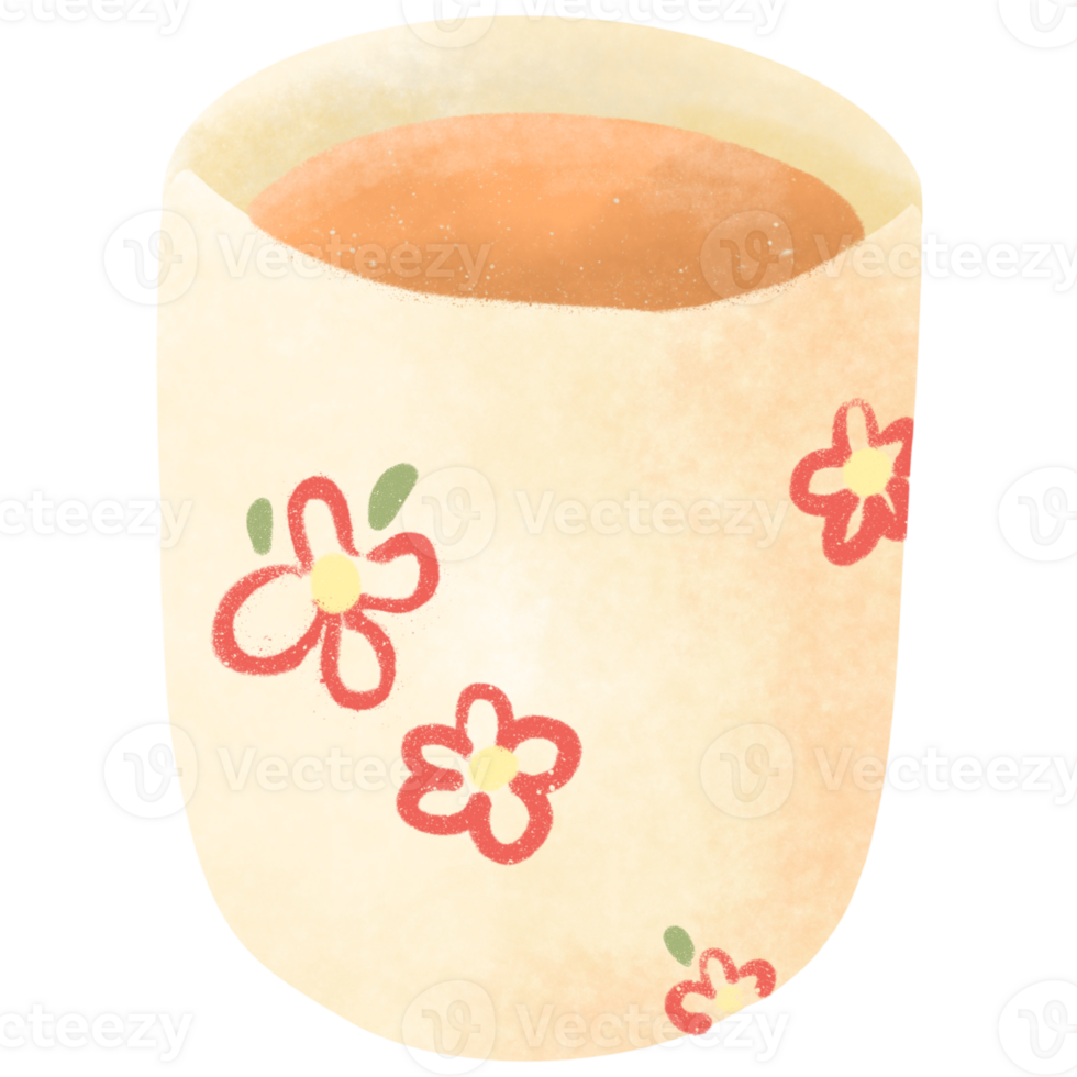 Adorable patterned tea cup png