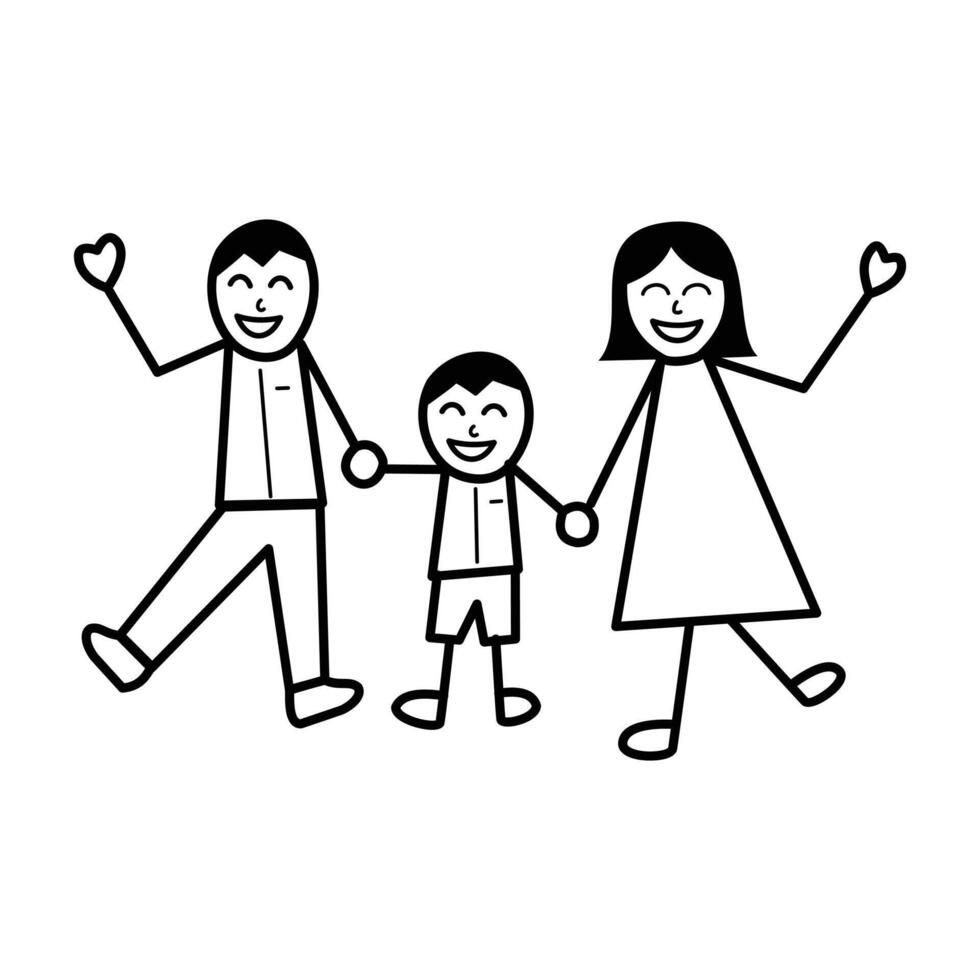 familia colorante página diseño. ilustración de un familia en blanco antecedentes. diseño elemento ilustración de un contento familia. diseño elementos de un contento familia ese es calentar y lleno de amor vector