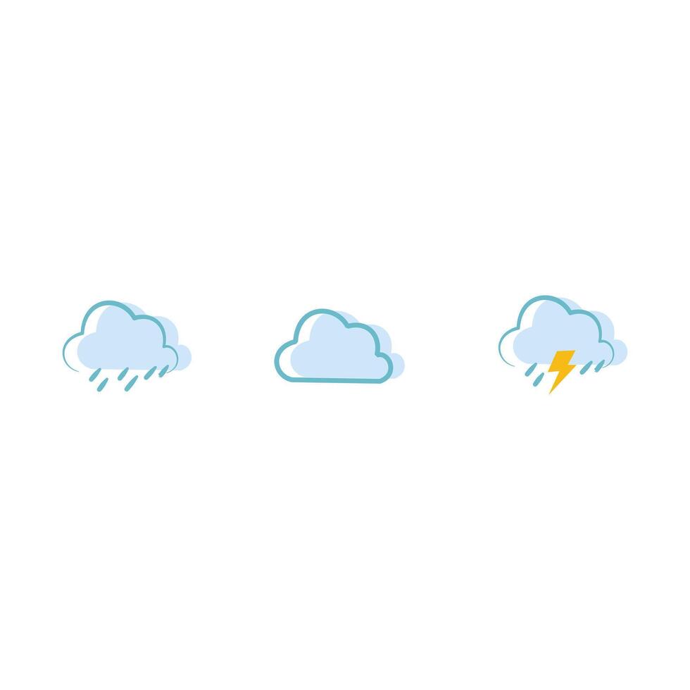 Set of weather icons. weather illustration isolated on a white background. weather icon, sunny clouds, cloudy, rainy etc. UI application icon design elements for weather vector