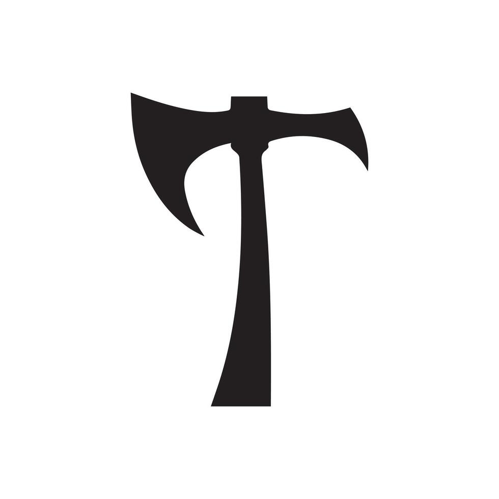 Ax Icon work cut hand forest wood design. vector
