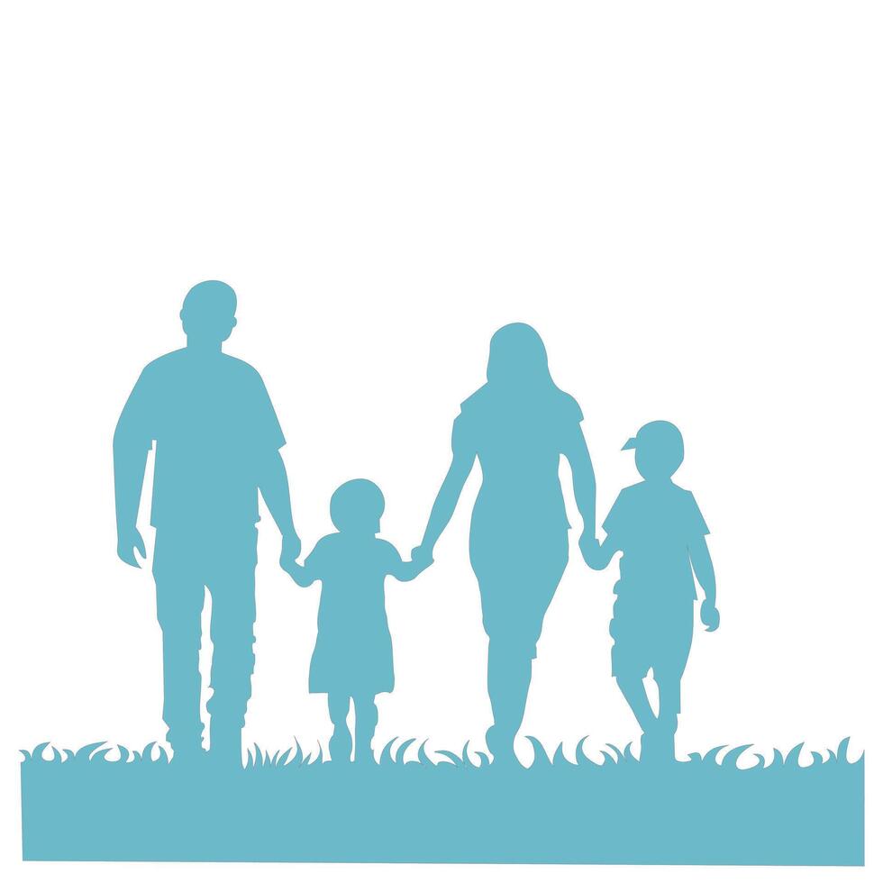 Family design over white background, design element illustration of the silhouette of a happy family holding hands. Element design of a happy family that is warm and full of love vector