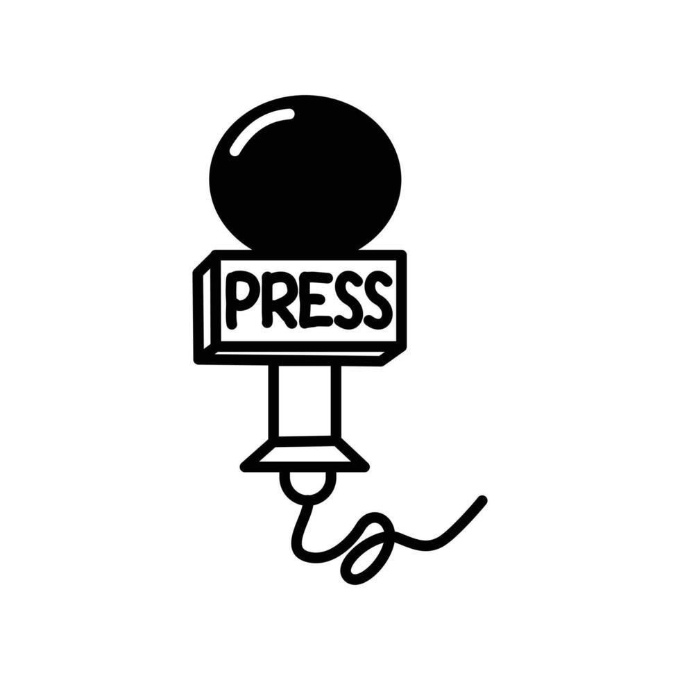 Press button icon, mic symbol. microphone icon design symbol for journalistic needs. press needs equipment. Karaoke stuff. World press freedom day. Microphone element design. vector