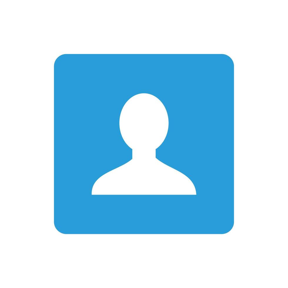 Avatar profile picture icon on blue background. Flat design style. resources graphic element design. Contact icon for ui button application. user interface icon element Design vector