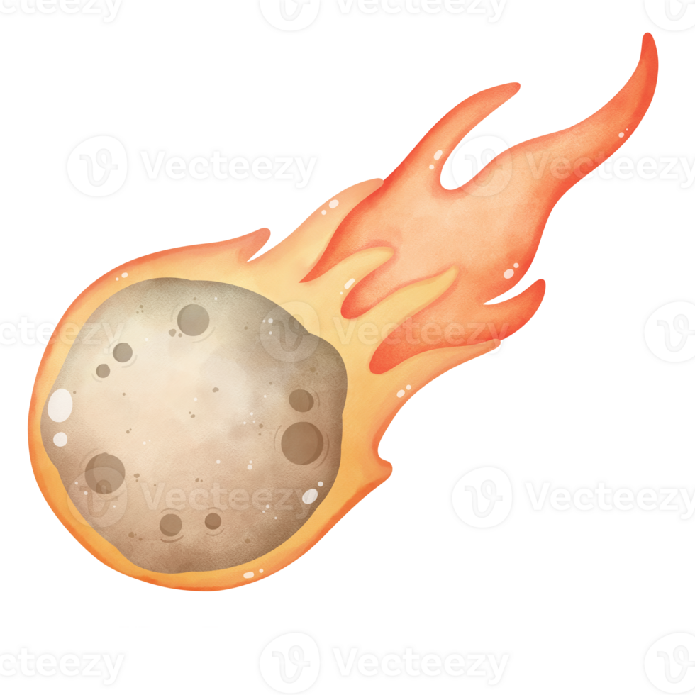 meteorito acortar arte, ilustración de el meteorito, un linda dibujos animados dibujo de meteorito png