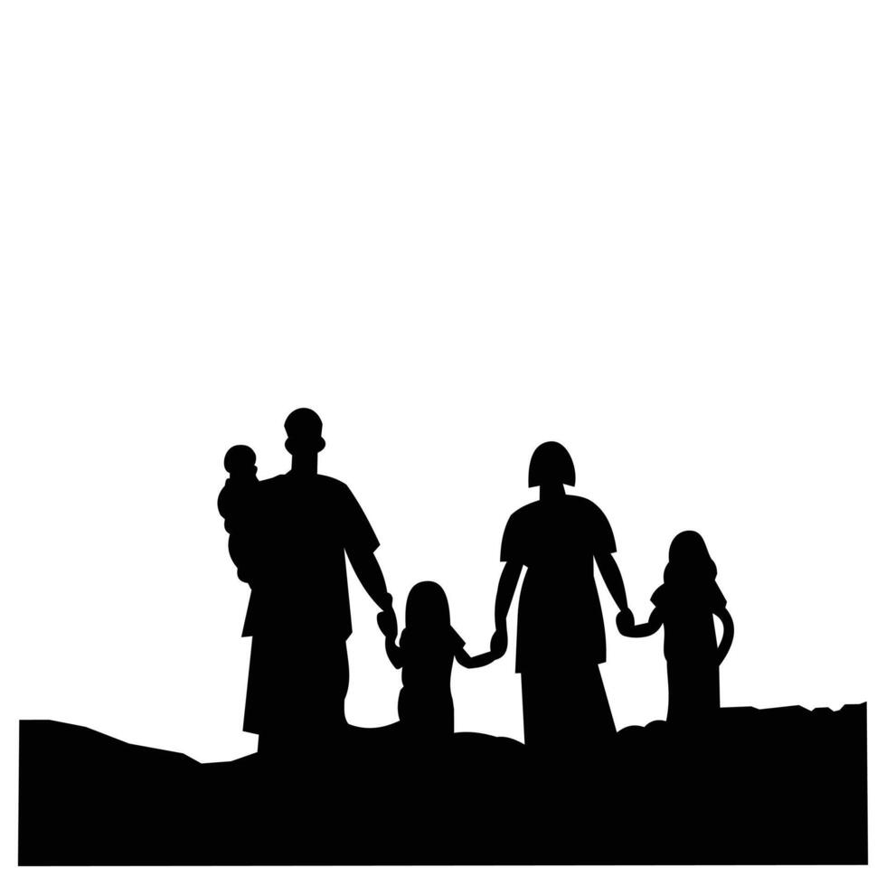 Family design over white background, design element illustration of the silhouette of a happy family holding hands. Element design of a happy family that is warm and full of love vector
