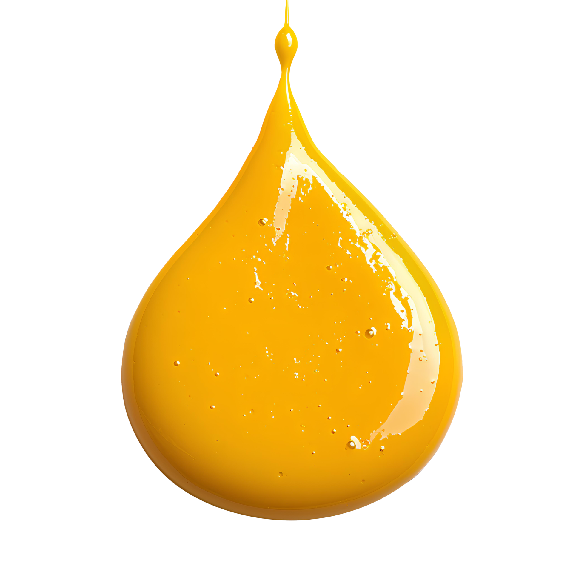 Drop of yellow paint isolated. Yellow liquid pigment splatter and