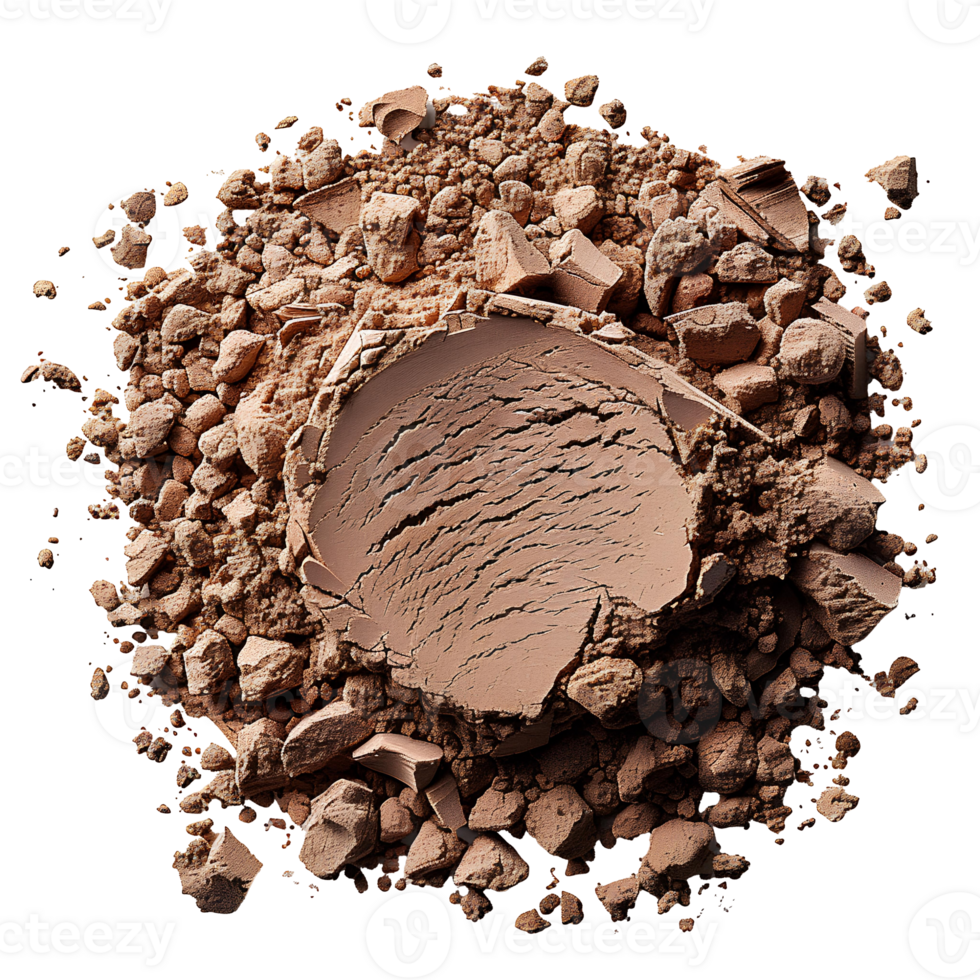 Brown powder isolated. Brown powder pigment top view. Brown powder for eyeshadow use png