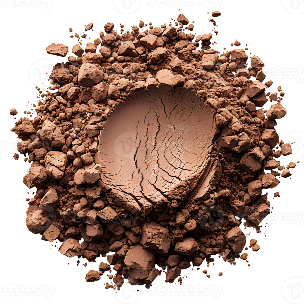 Brown powder isolated. Brown powder pigment top view. Brown powder for eyeshadow use png