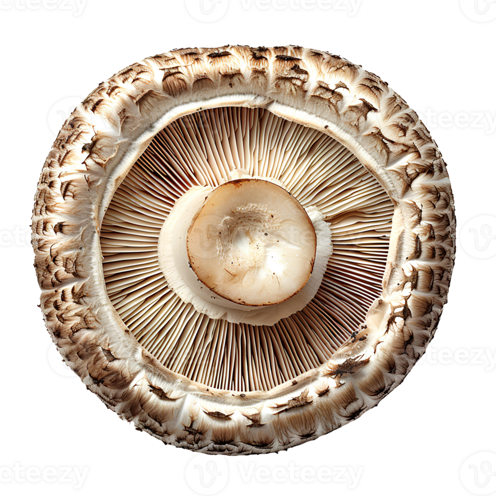 Champignon mushroom isolated. White mushroom isolated. Champignon mushroom top view isolated. Mushroom flat lay isolated png