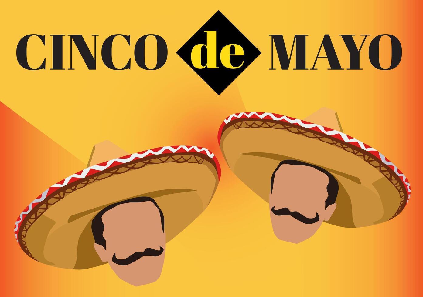 twin hat mexican icon celebrating Cinco de Mayo with color mexican orange background vector