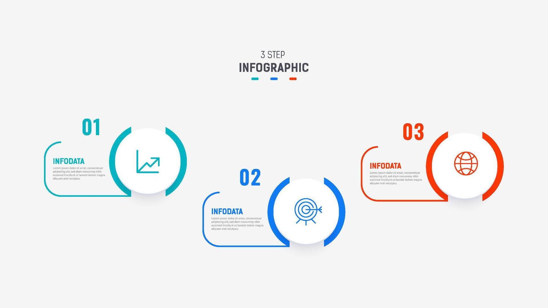 Three Step Infographic label design template with line icons. process steps diagram, presentations, workflow layout, banner, flow chart, info graph illustration. vector