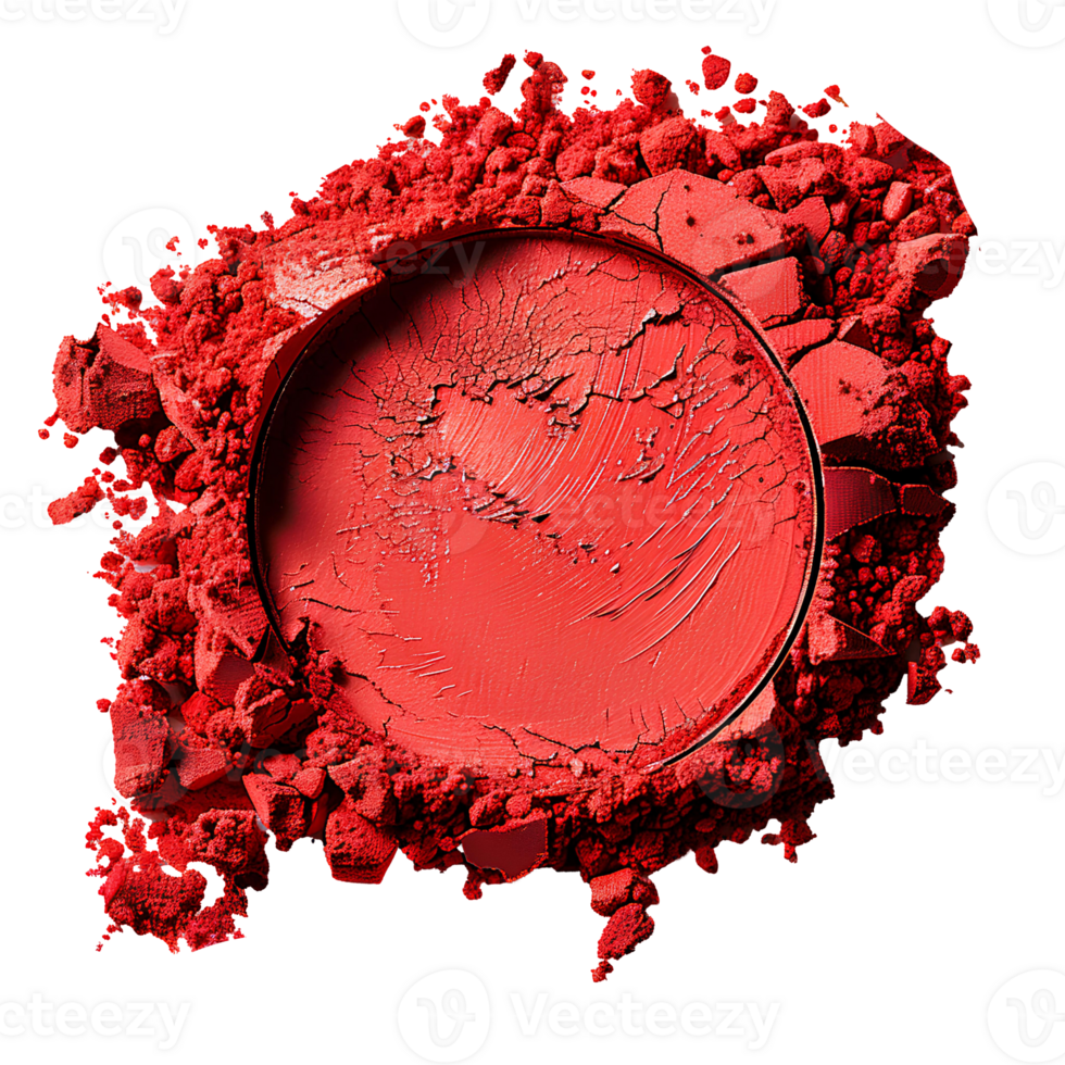 Red powder isolated. Red powder pigment top view. Red powder for eyeshadow use png