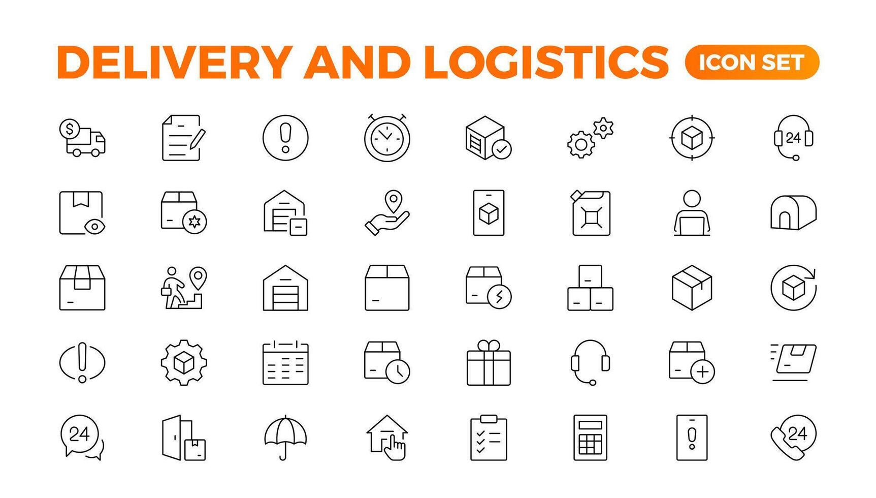 Delivery service icon set. Containing order tracking, delivery home, courier and cargo icons. Shipping Solid iconcollection. logistics web in line style. Courier, shipping, express delivery icon. vector