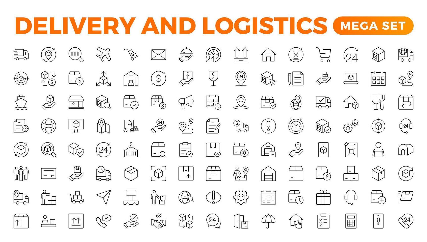 Delivery service icon set. Containing order tracking, delivery home, courier and cargo icons. Shipping Solid iconcollection. logistics web in line style. Courier, shipping, express delivery icon. vector