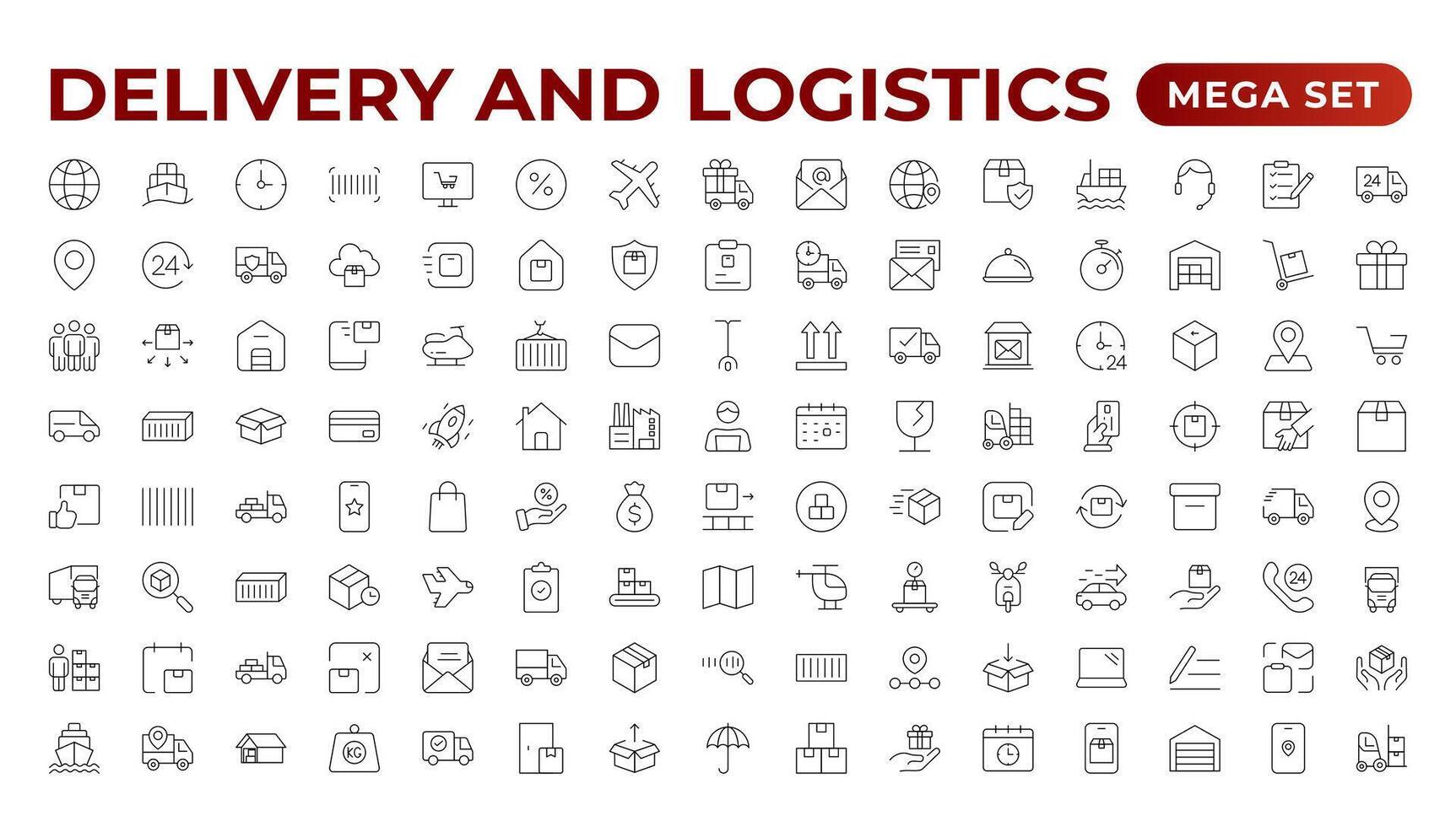 Delivery service icon set. Containing order tracking, delivery home, courier and cargo icons. Shipping Solid iconcollection. logistics web in line style. Courier, shipping, express delivery icon. vector