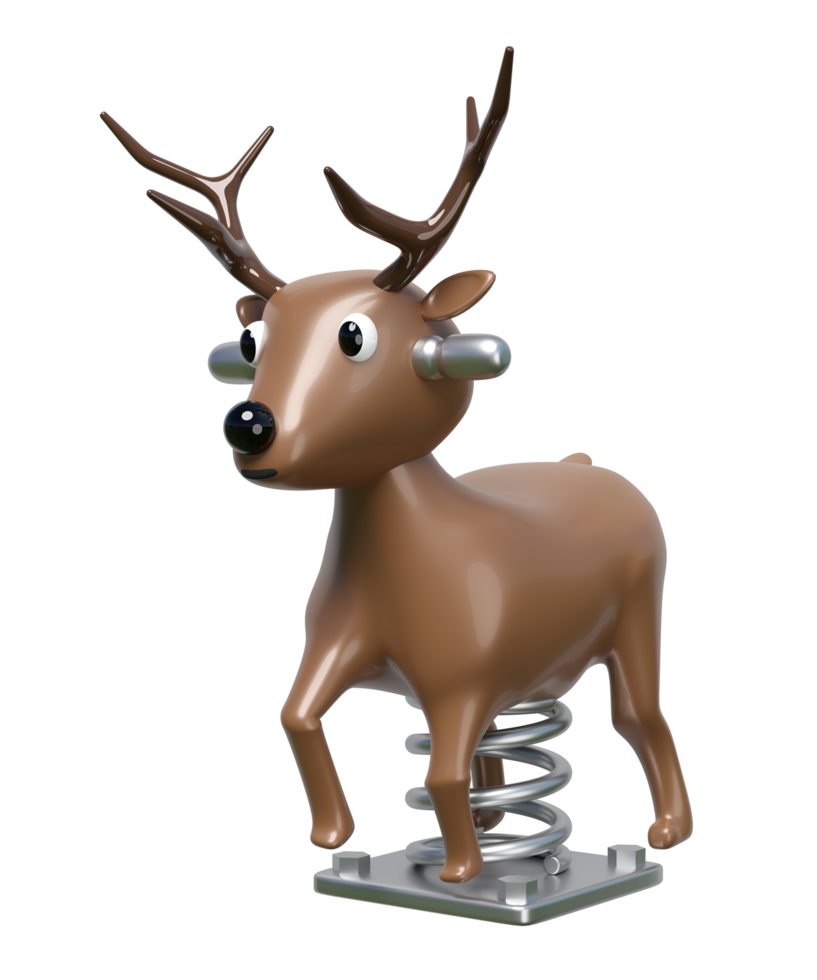 Playground deer spring rider isolated. 3d render illustration png