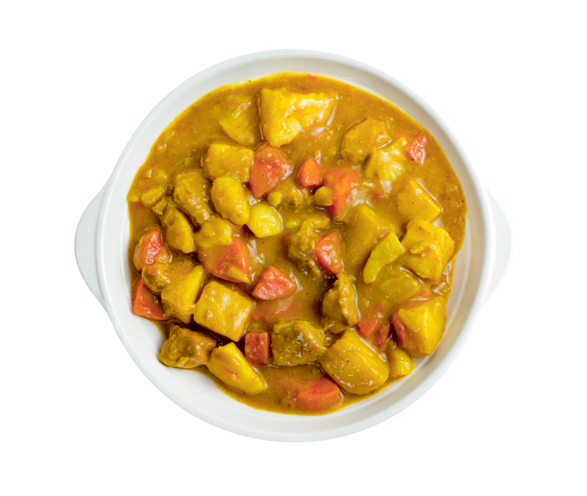 Maiale curry con piatto isolato png