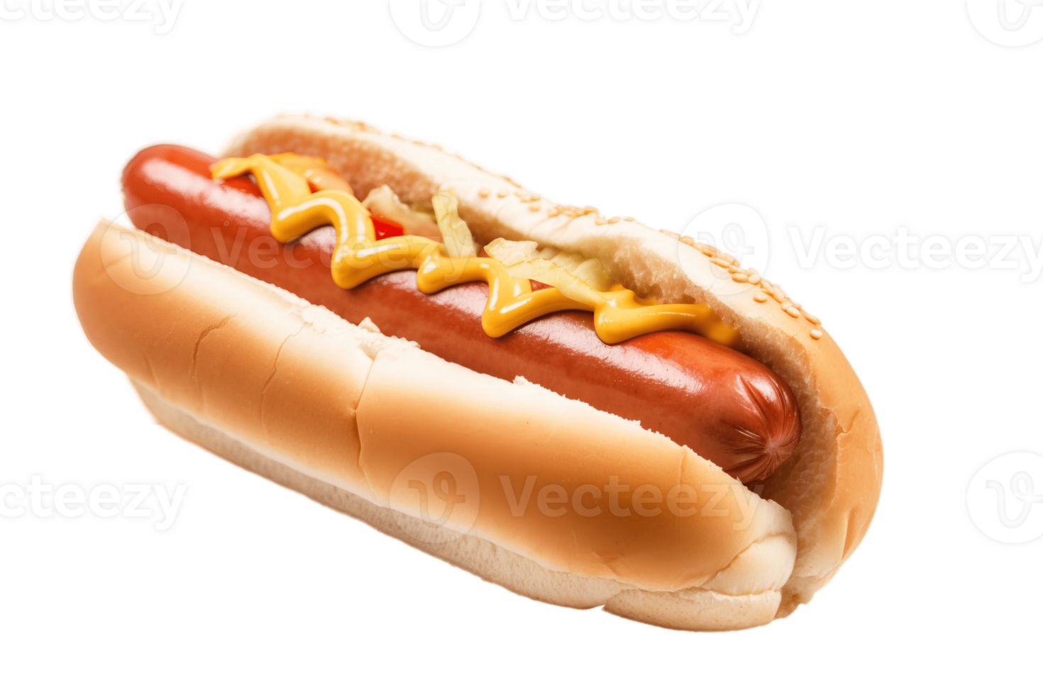 fresco quente cachorro com linguiça e molhos, maionese, ketchup e mostarda, e repolho. ai png