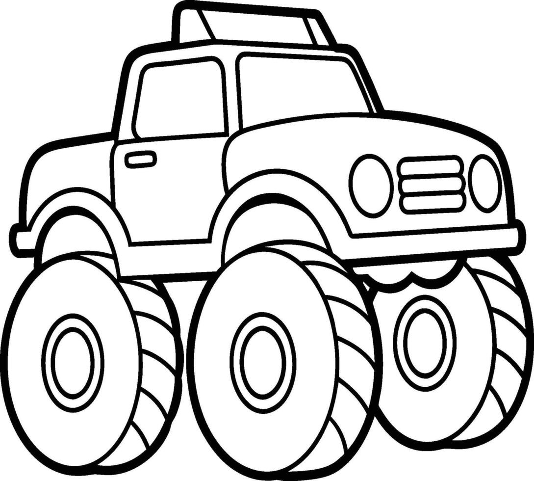 Monster Truck Coloring Pages For Kids. Monster Truck Line Art. Monster Truck Outline vector