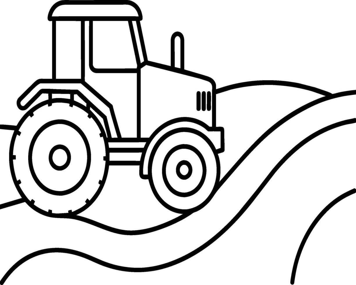 Tractor coloring pages. Vehicles line art vector