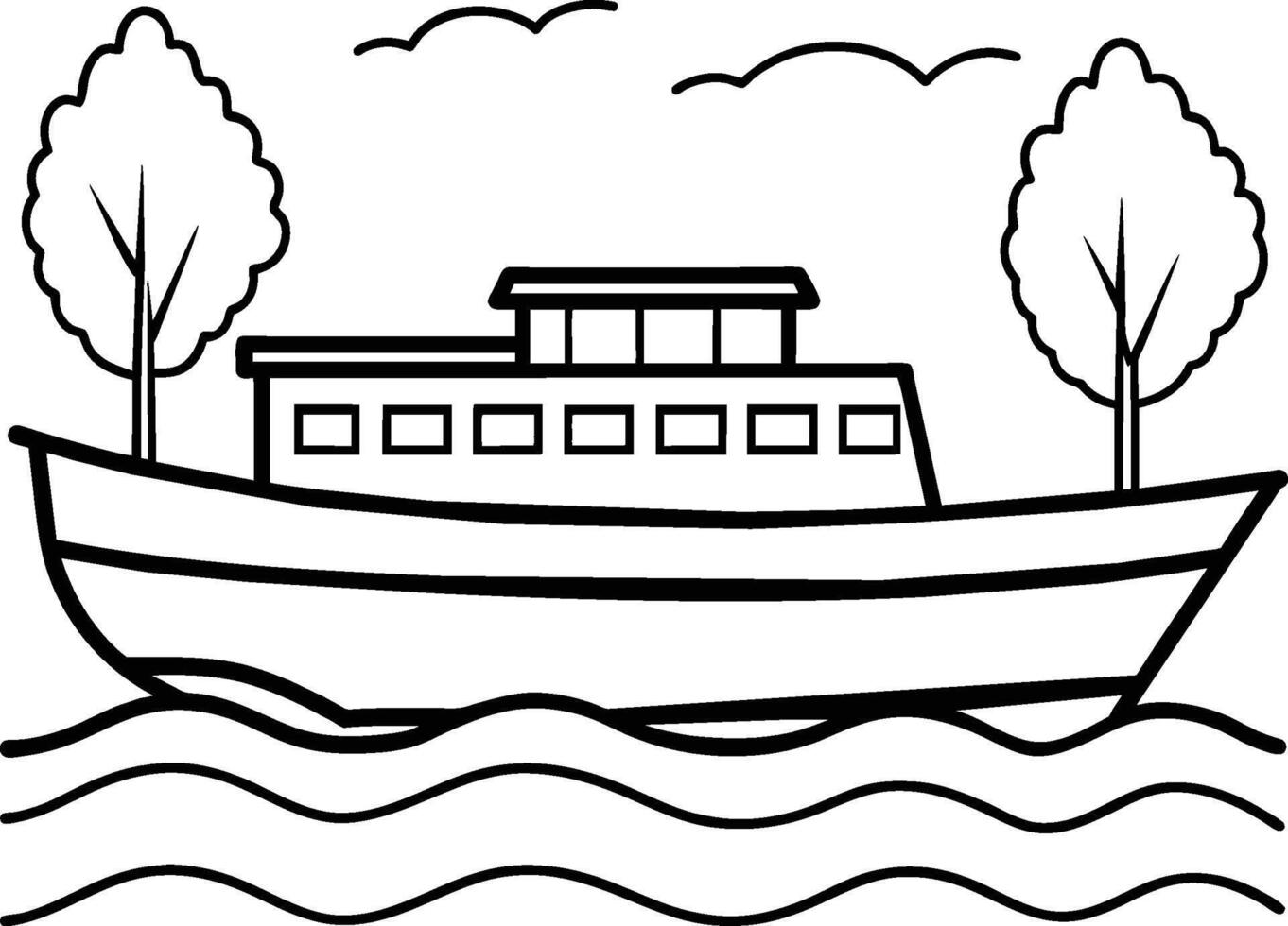 Boat Vehicle Coloring Page for Kids. Vehicles line art for coloring book vector