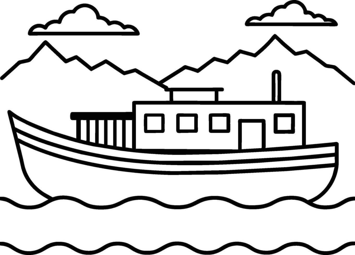 Boat Vehicle Coloring Page for Kids. Vehicles line art for coloring book vector