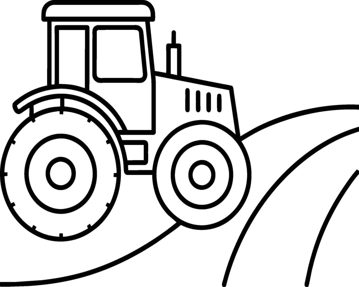 Tractor coloring pages. Vehicles line art vector