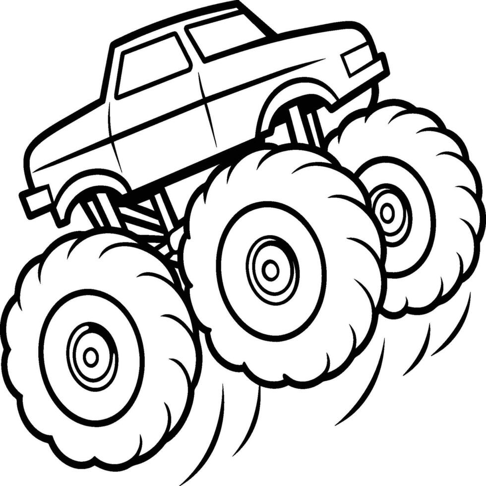 Monster Truck Coloring Pages For Kids. Monster Truck Line Art. Monster Truck Outline vector