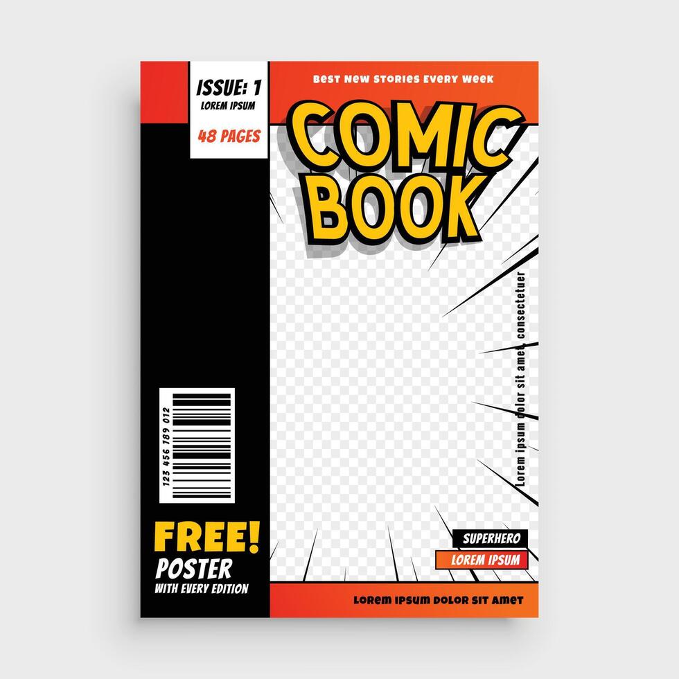 comic magazine book cover layout design vector