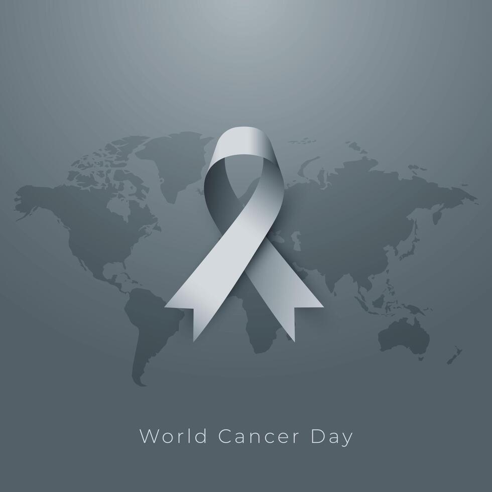 world cancer day poster in gray tone design vector