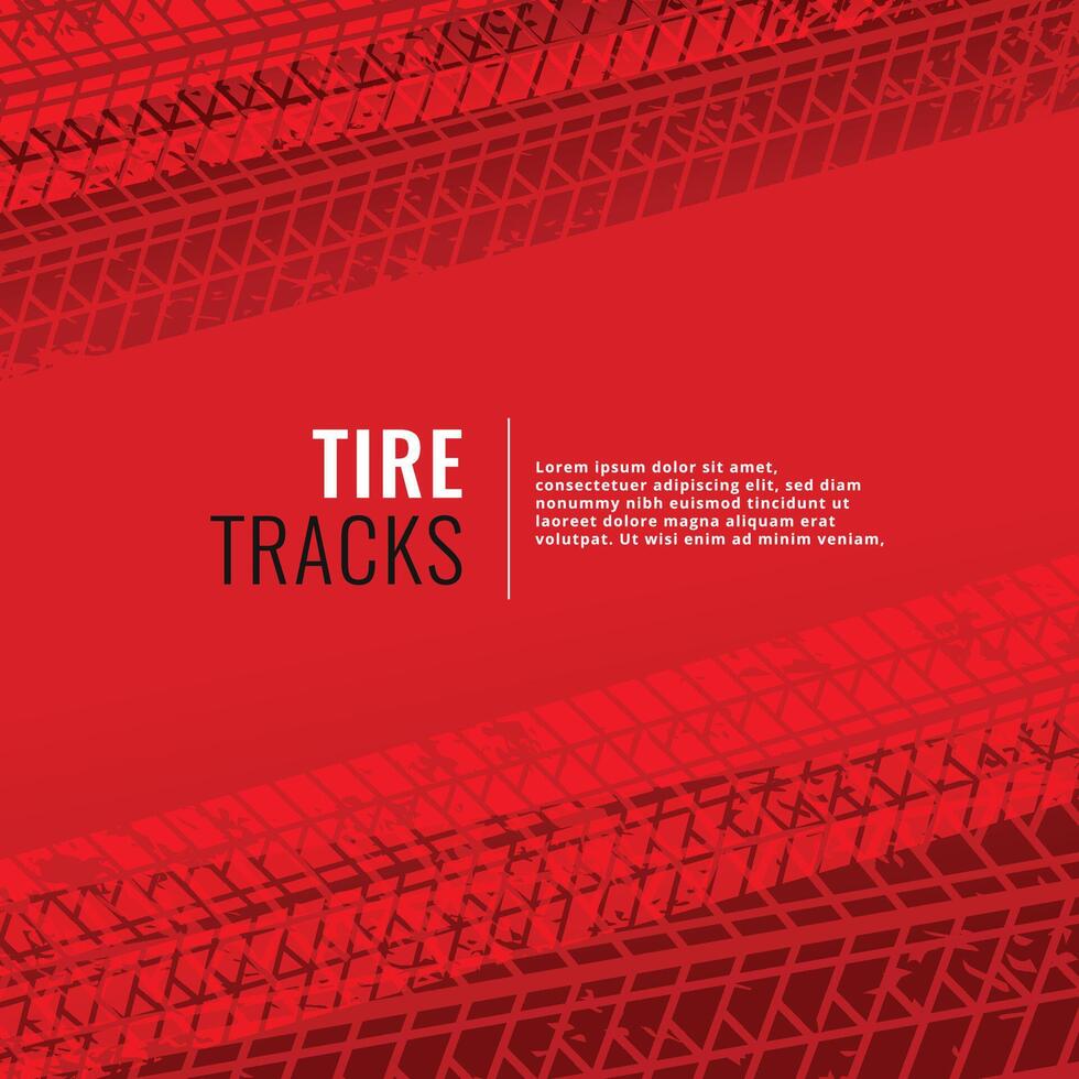 red background with tire tracks print marks vector