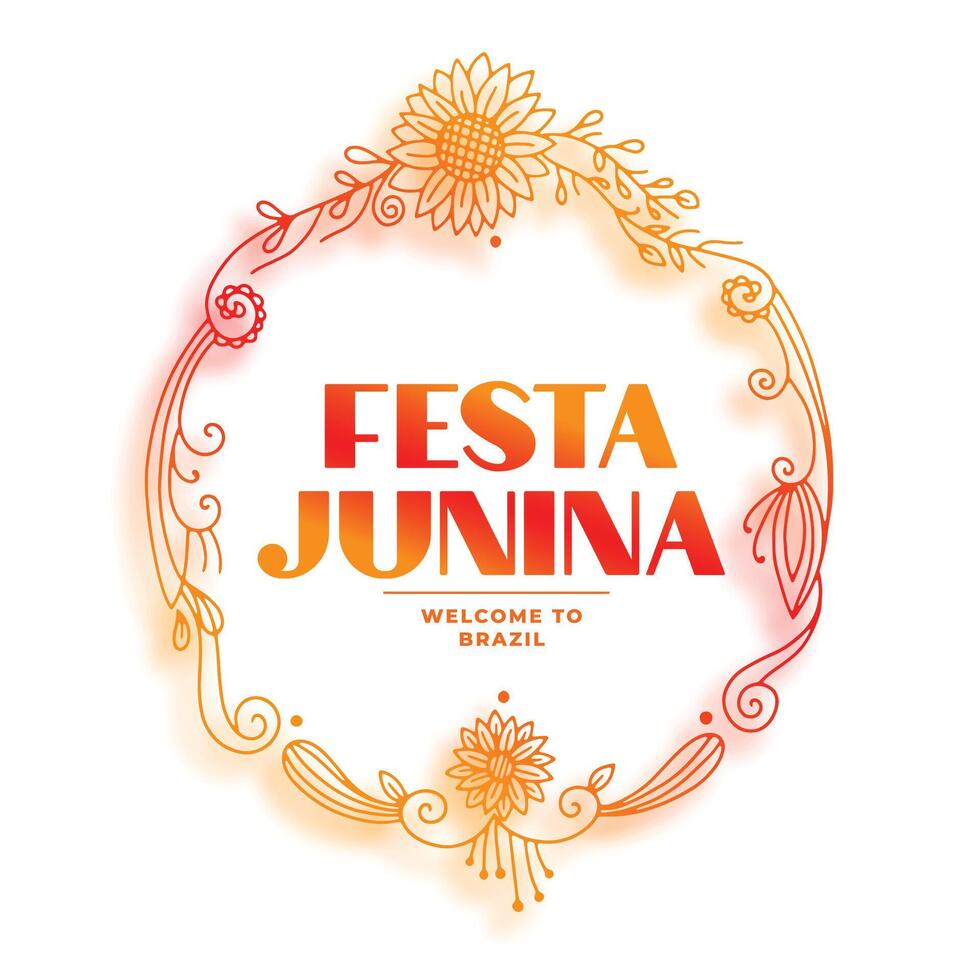 decorative festia junina floral sunflower frame background vector