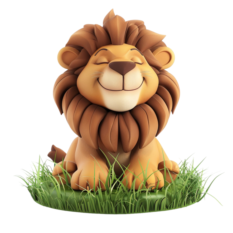 Generated AI 3d realistic cute lion mascot ion transparent background png
