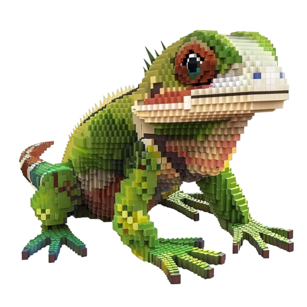 Generated AI 3d iguana toy art isolated on transparent background png