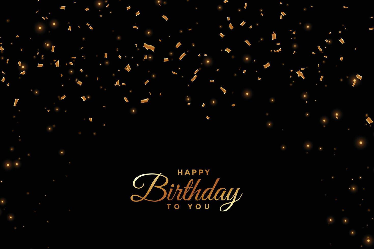 happy birthday party celebration poster with golden confetti decor vector