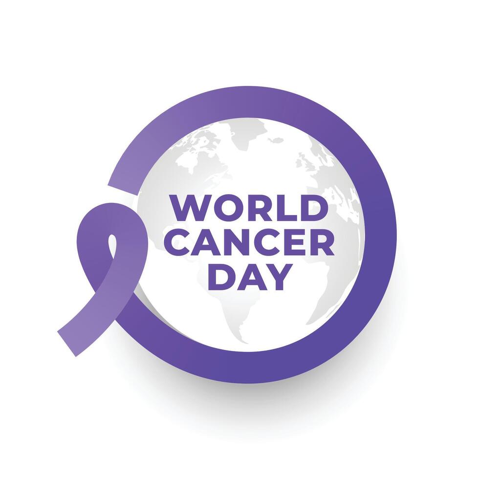 world cancer day ribbon frame concept poster design vector