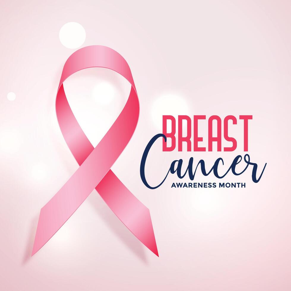 breast cancer awareness month with realistic pink ribbon vector