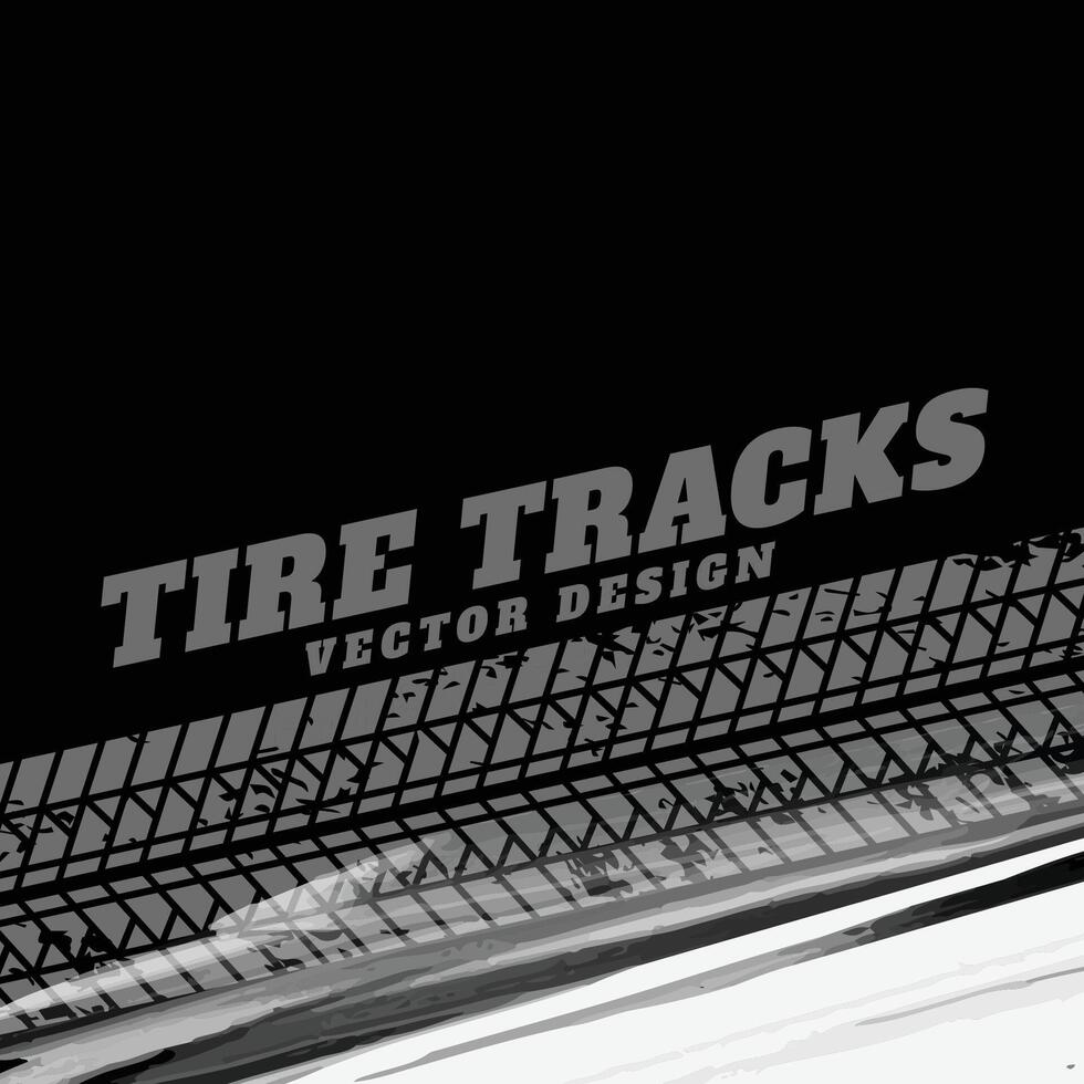 black grunge background with tire track marks vector