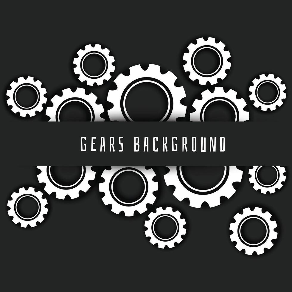 black background with white gears symbol vector