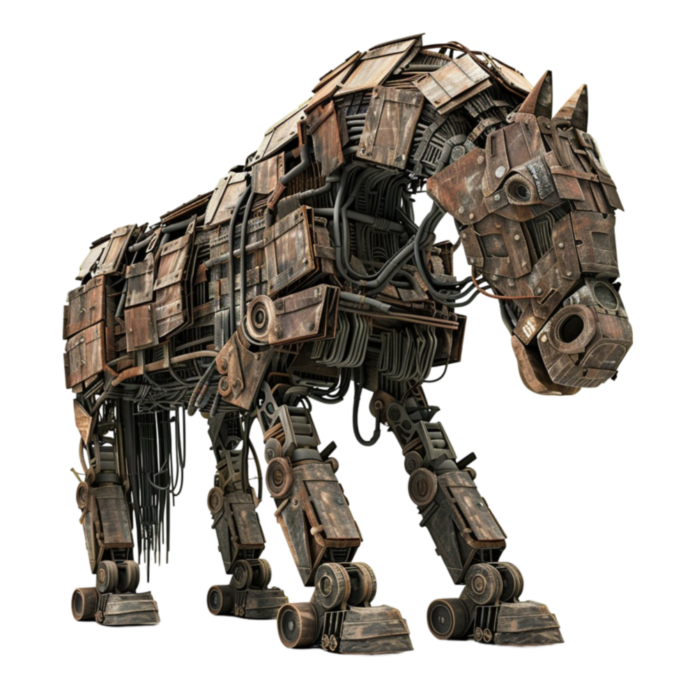 Generated AI 3d robot horses isolated on transparent background png