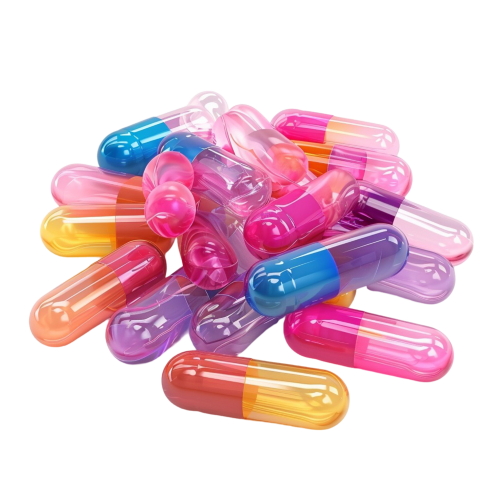 généré ai 3d coloré pilules drogue sur transparent Contexte png