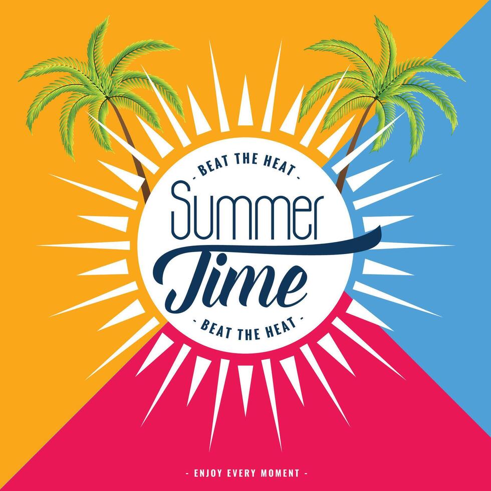 trendy summer time poster design background vector